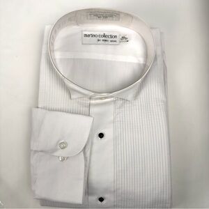 New Martino Collection Men’s White Dress Shirt Long Sleeve Formal - XL 32/33
